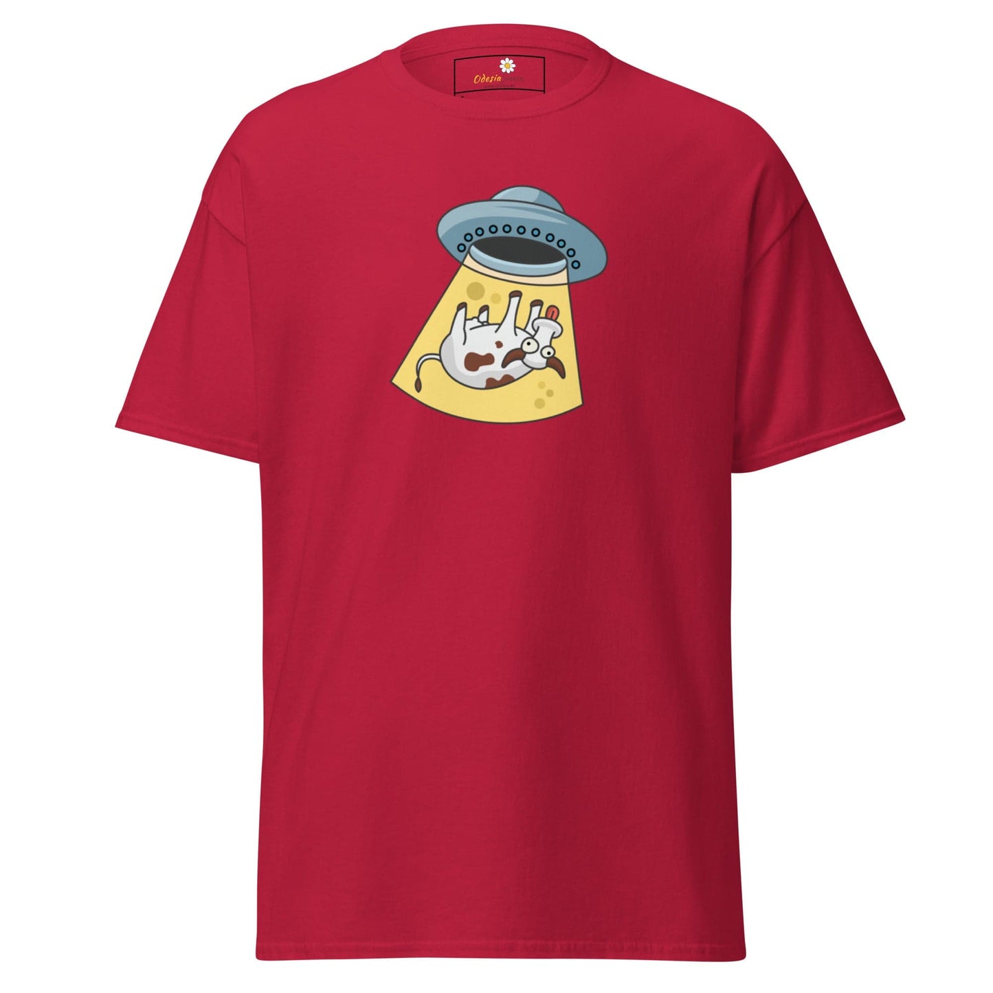 Red T-shirt with alien abduction graphic from T-SHIRT DESIGN TEE MAN WOMAN S-XL