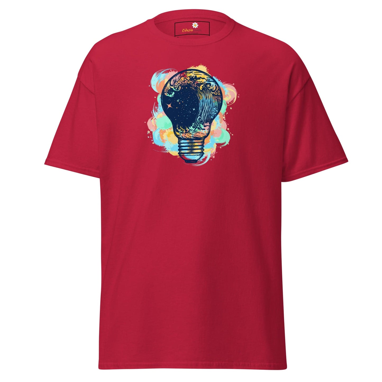 Red T-shirt with lightbulb graphic from T-SHIRT DESIGN TEE for Men and Women S to XL