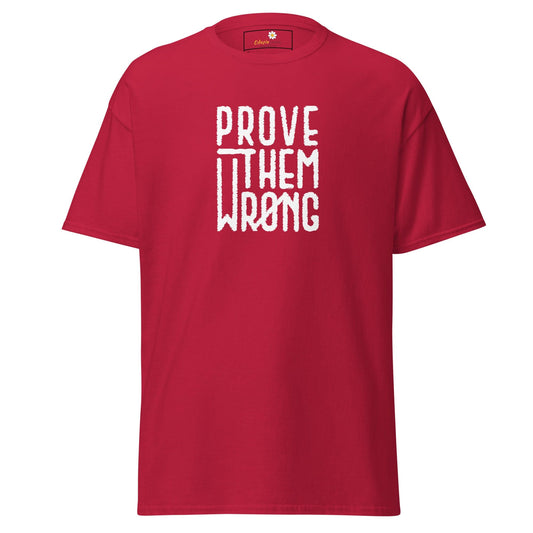 Red T-shirt with white text from T-SHIRT DESIGN TEE for Men and Women, available S to XL