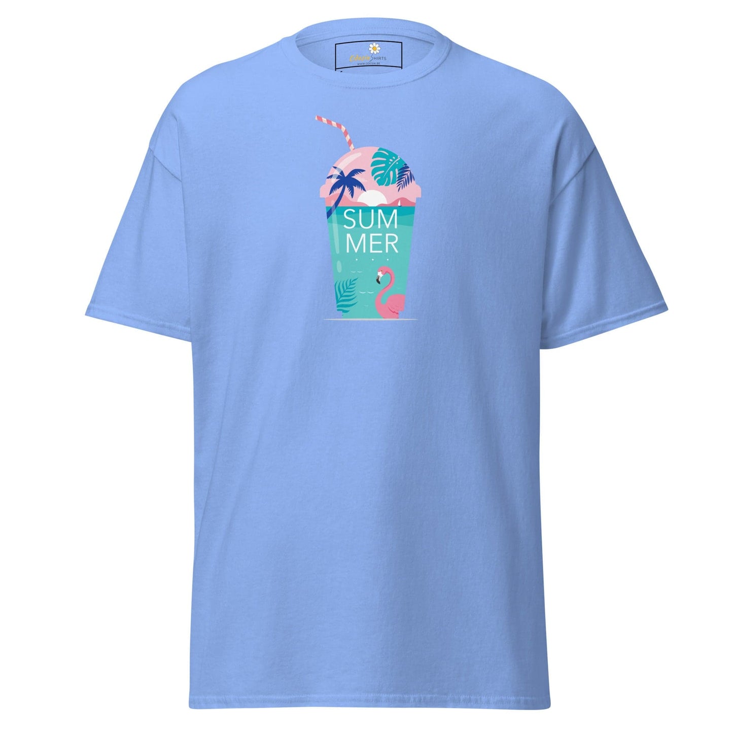 Light blue summer-themed T-shirt displayed in T-SHIRT DESIGN TEE for men and women [S-XL]