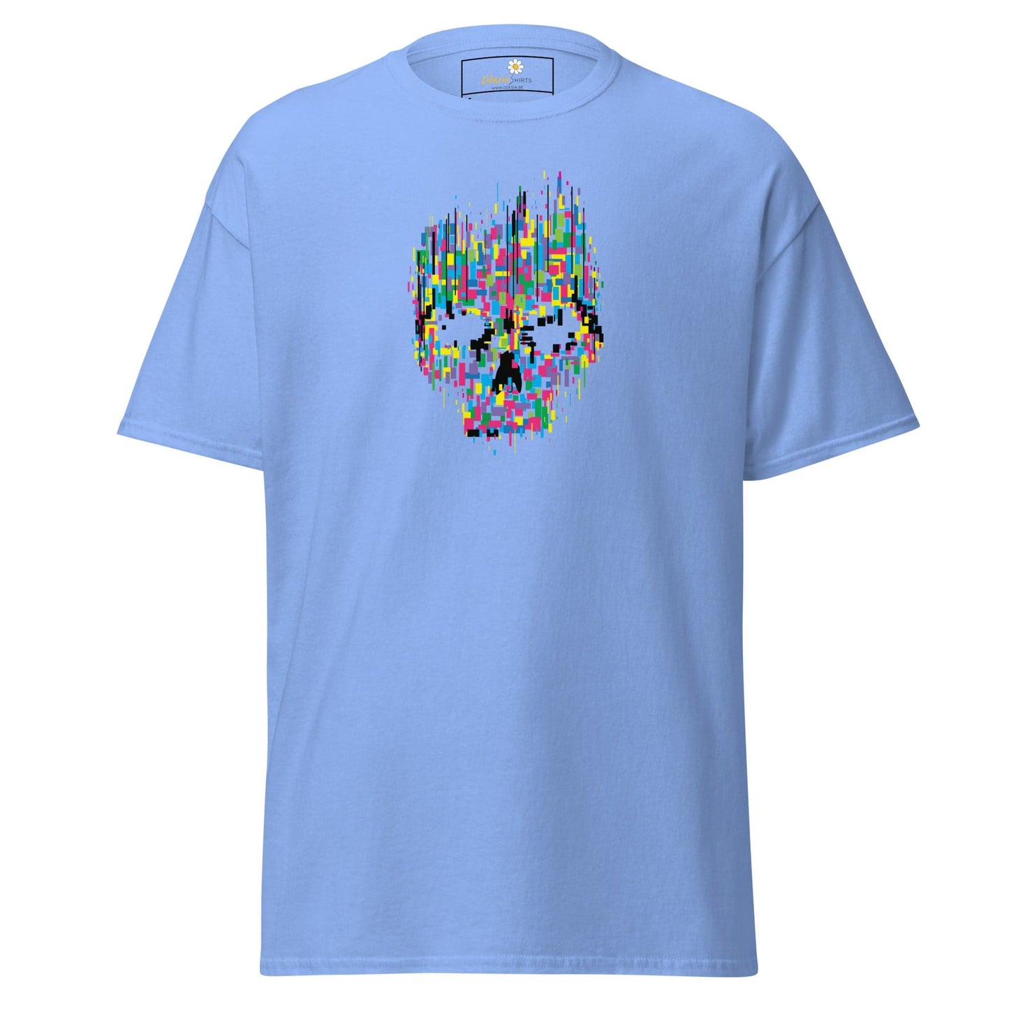Unisex classic t-shirt - SKULL COLORFUL CUBES - REGULAR - Carolina Blue / S