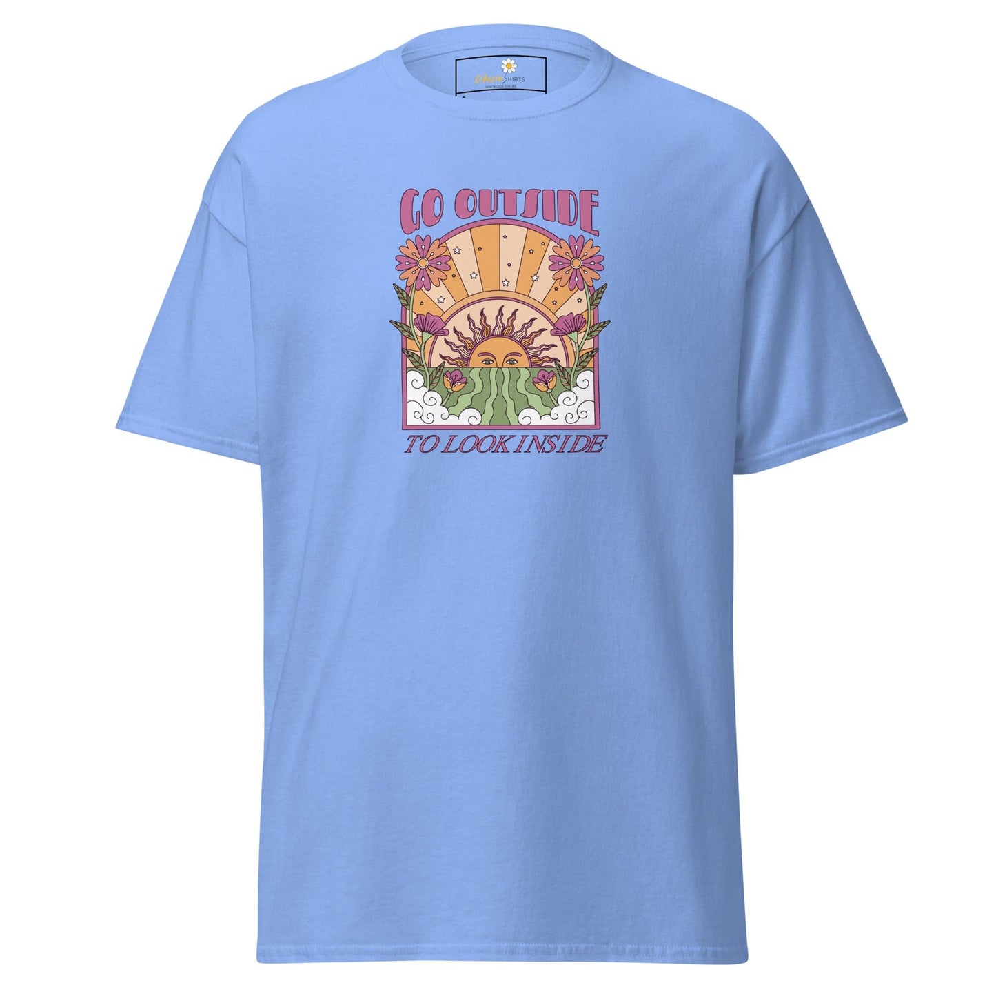 Unisex classic t-shirt - POSITIVE GO OUTSIDE LOOK INSIDE - REGULAR - Carolina Blue / S