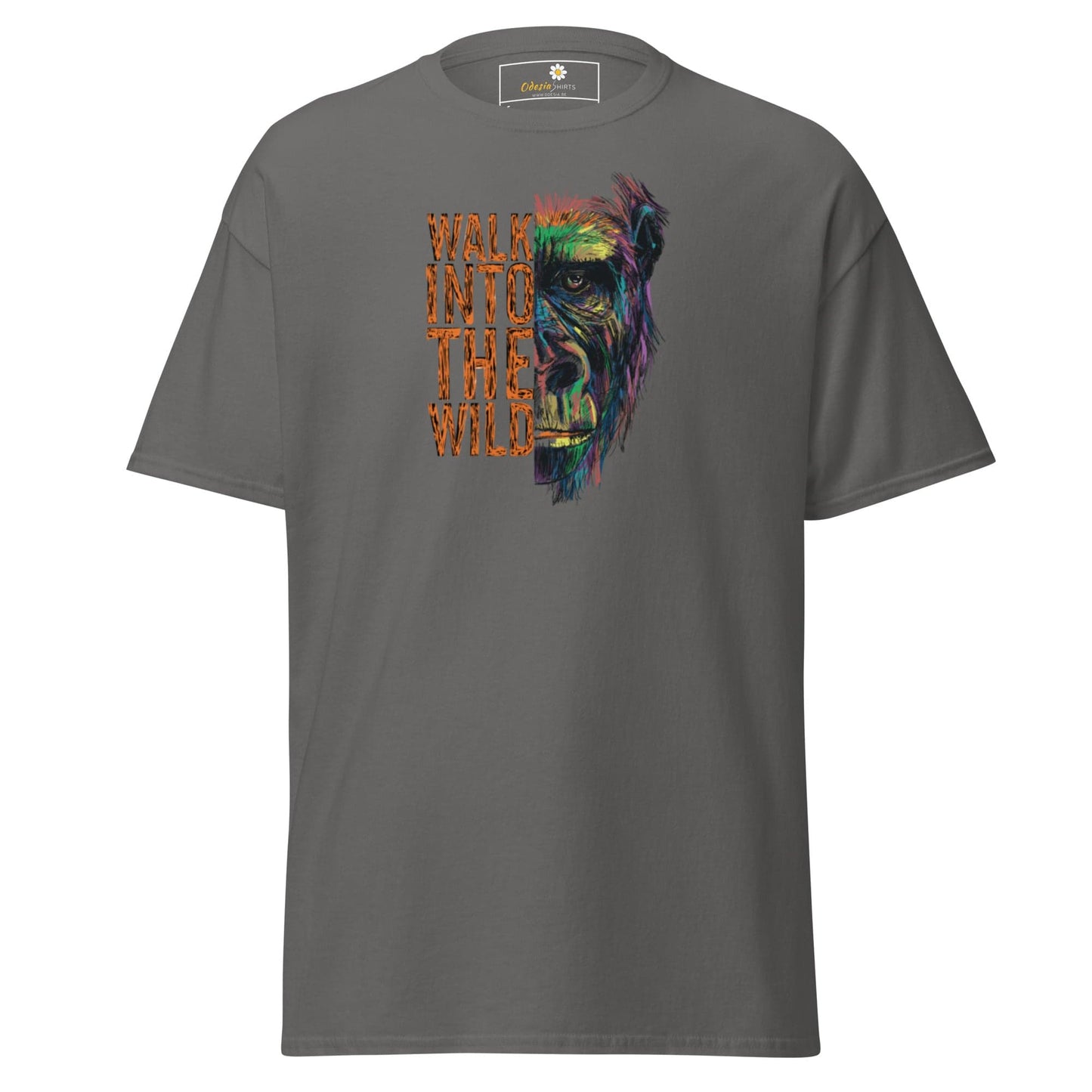 Gray T-shirt with a gorilla graphic for men and women in sizes S to XL