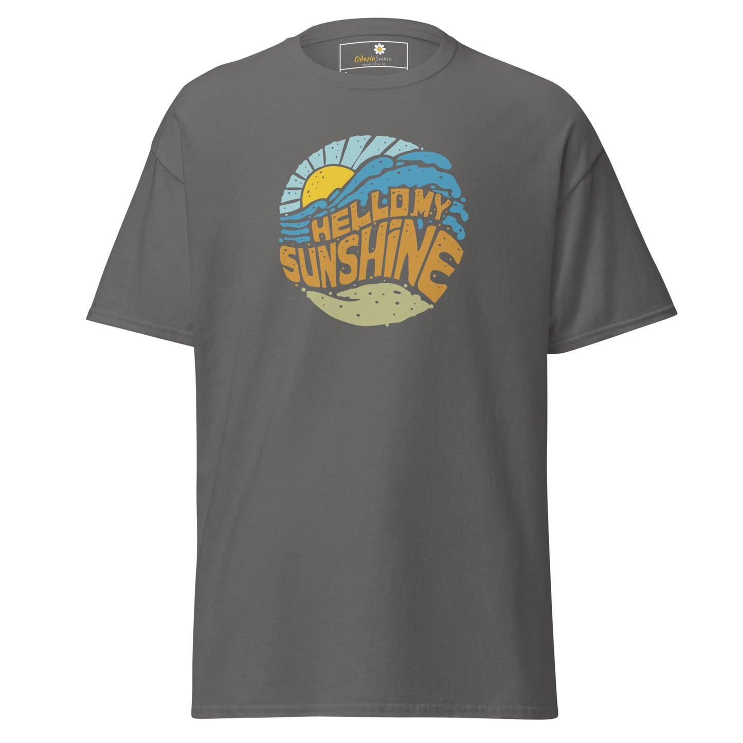 Gray T-shirt with beach graphic from T-SHIRT DESIGN TEE for Men and Women in size S to XL
