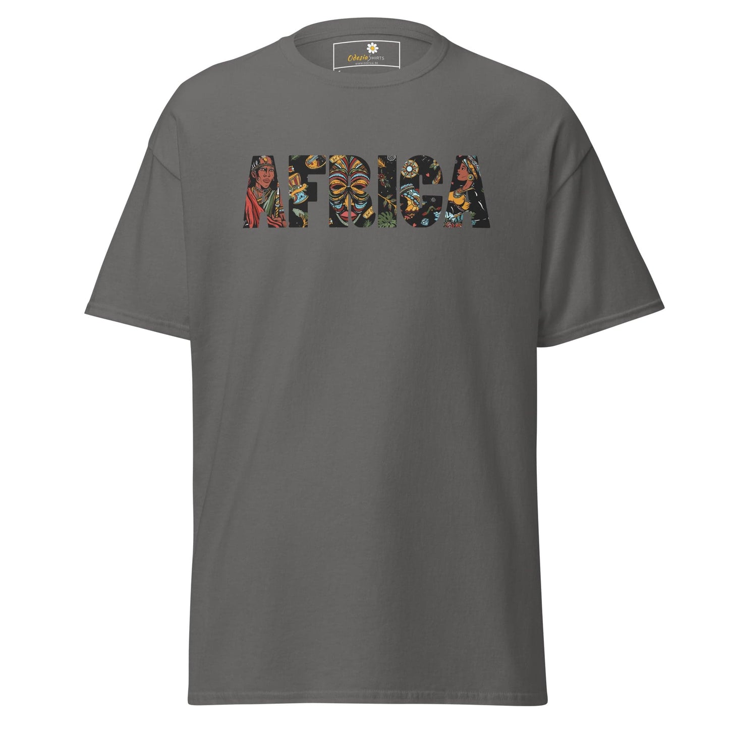 Gray T-shirt featuring AFRICA graphic for Men and Women in S to XL sizes