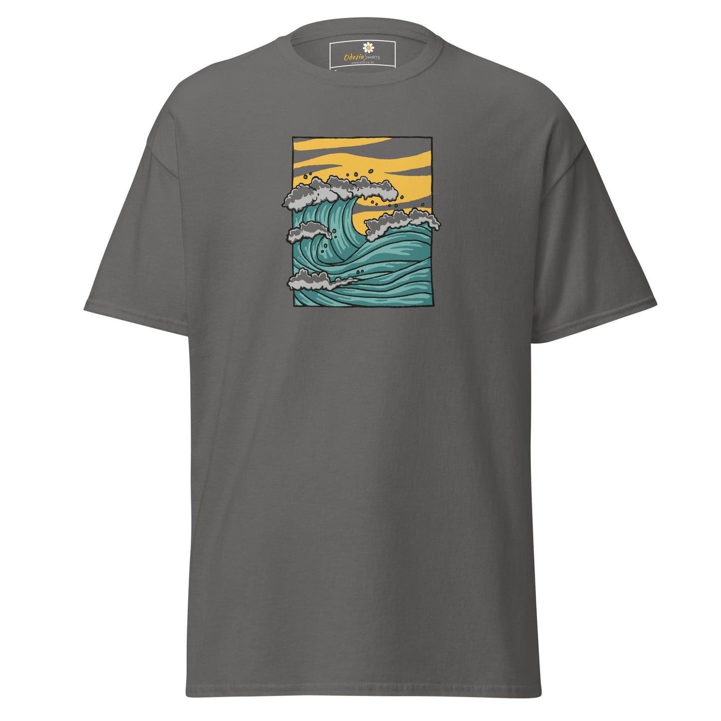 Unisex classic t-shirt - NATURE SEA WAVES - REGULAR - Charcoal / S