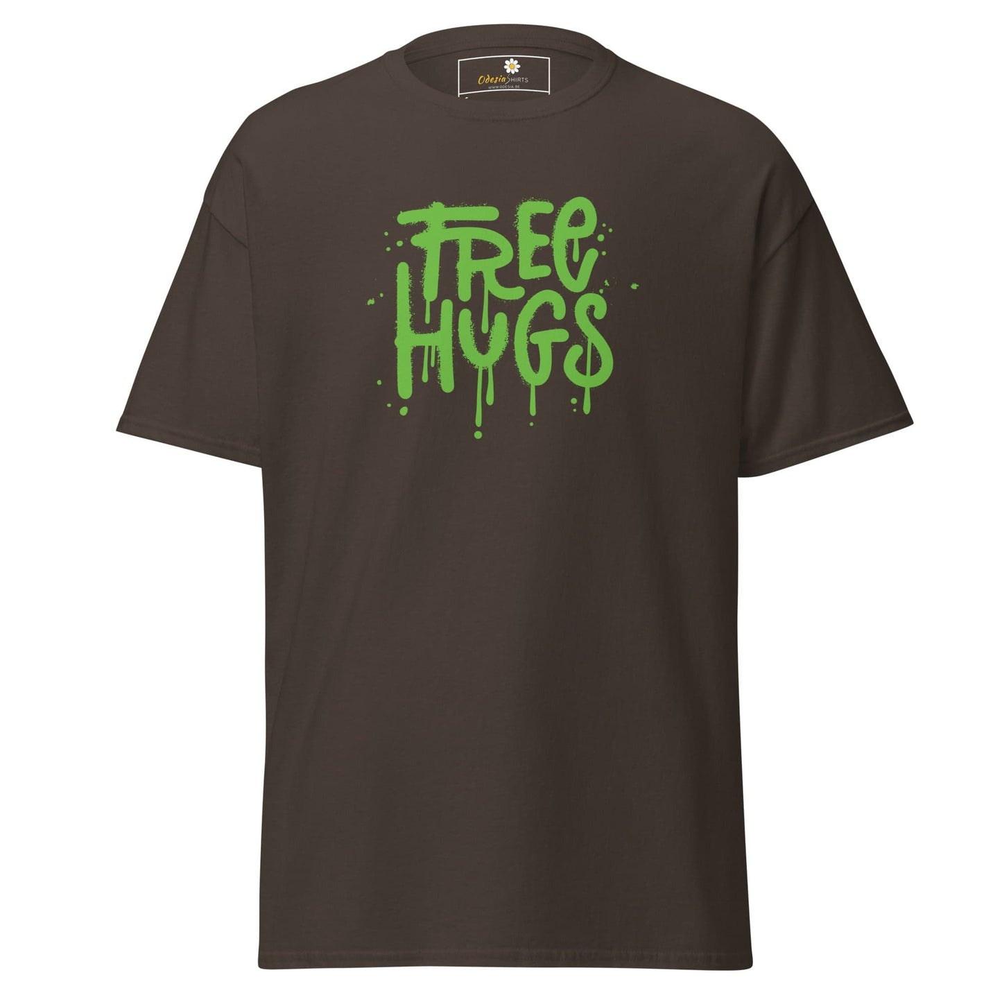 Brown T-shirt with Free Hugs graphic from T-SHIRT DESIGN TEE for Men and Women