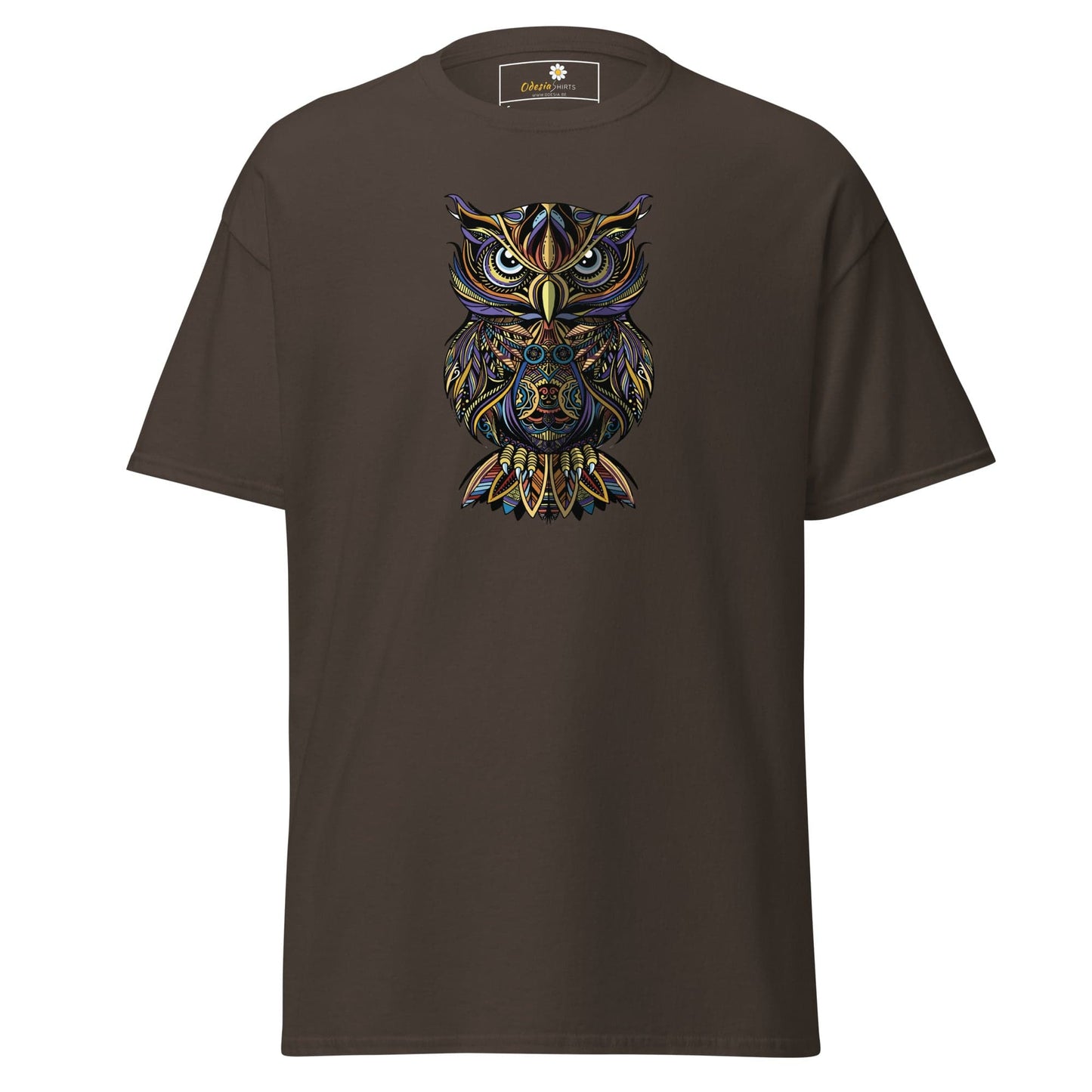 Unisex classic t-shirt - WILD LIFE ABSTRACT OWL - REGULAR - Dark Chocolate / S
