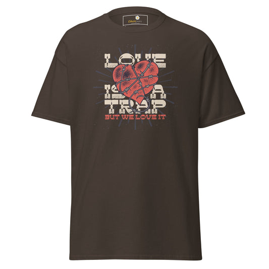 Unisex classic t-shirt - VINTAGE LOVE IS A TRAP - REGULAR - Dark Chocolate / S
