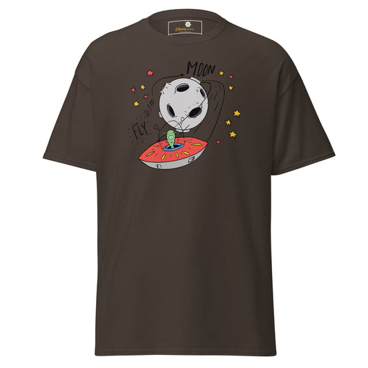 Unisex classic t-shirt - SPACE ALIEN MOON - REGULAR - Dark Chocolate / S