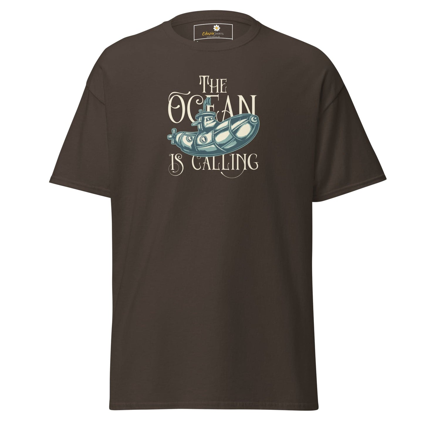 Unisex classic t-shirt - SEALIFE THE OCEAN IS CALLING - REGULAR - Dark Chocolate / S
