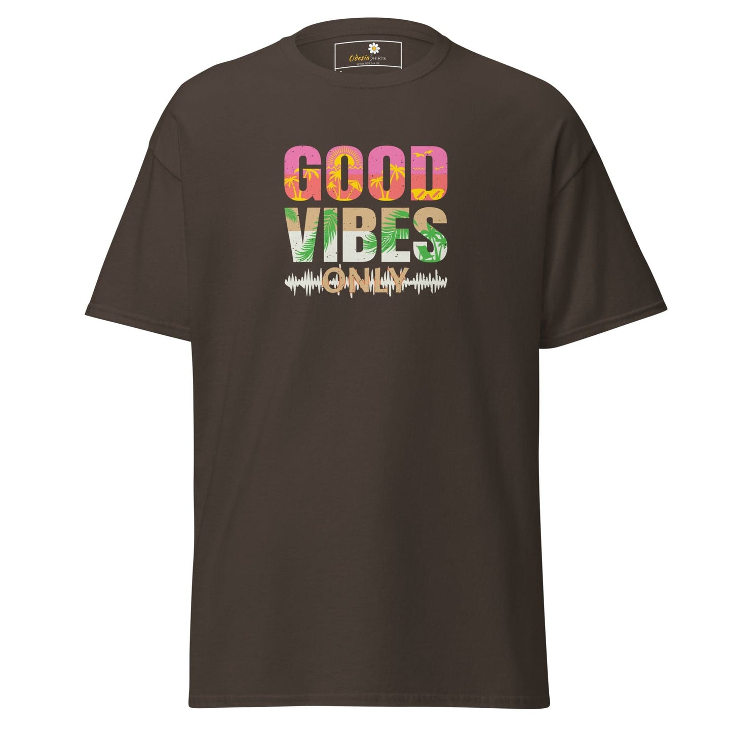 Unisex classic t-shirt - TEXT POSITIVE GOOD VIBES ONLY - REGULAR - Dark Chocolate / S