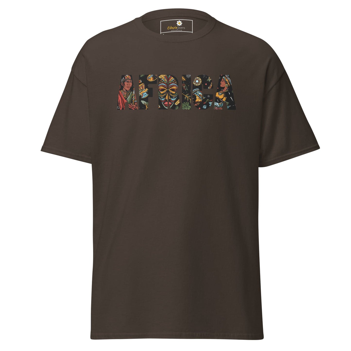 Brown T-shirt with AFRICA graphic for men and women in sizes S to XL