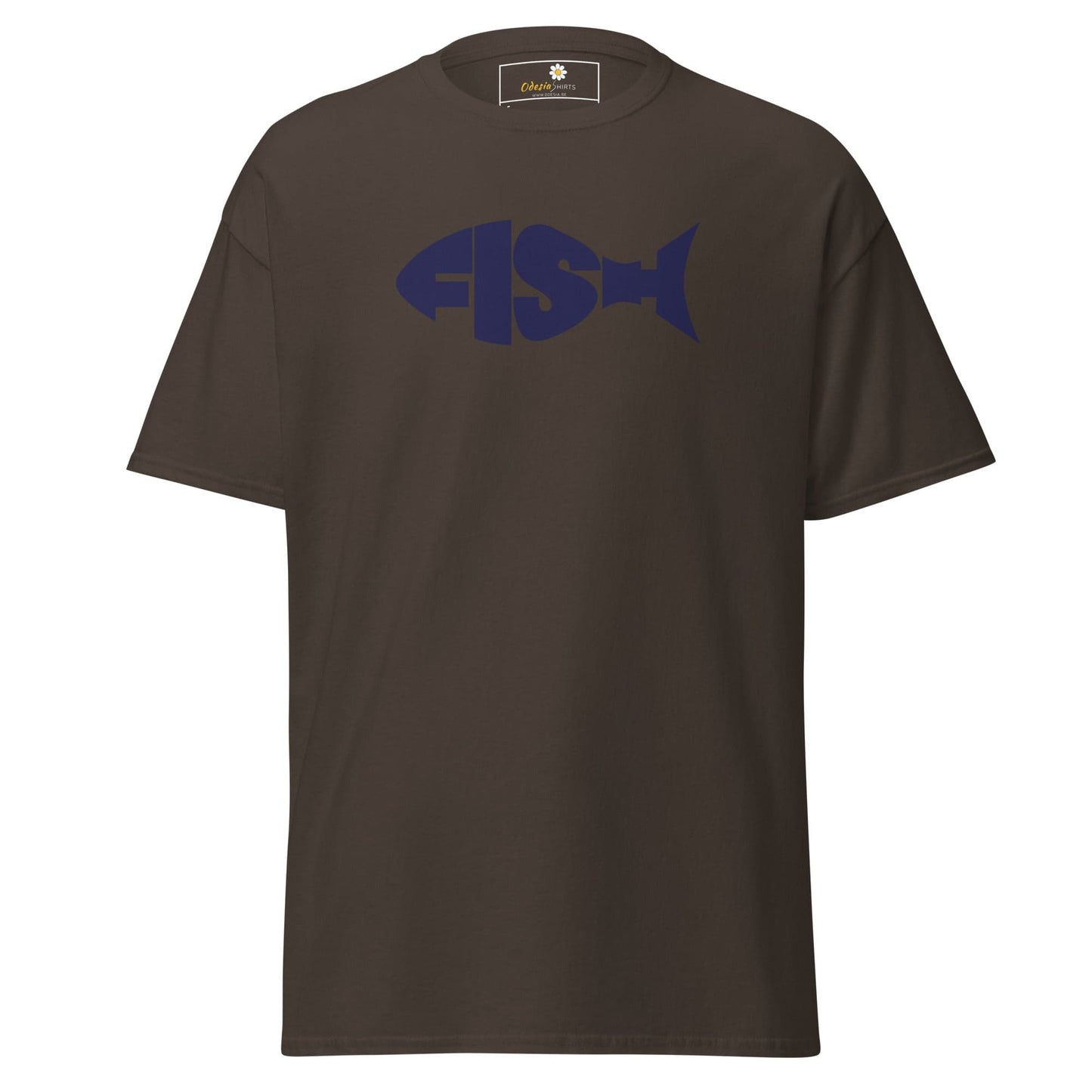 Brown T-shirt with fish design from T-SHIRT DESIGN TEE for Men and Women sizes S to XL