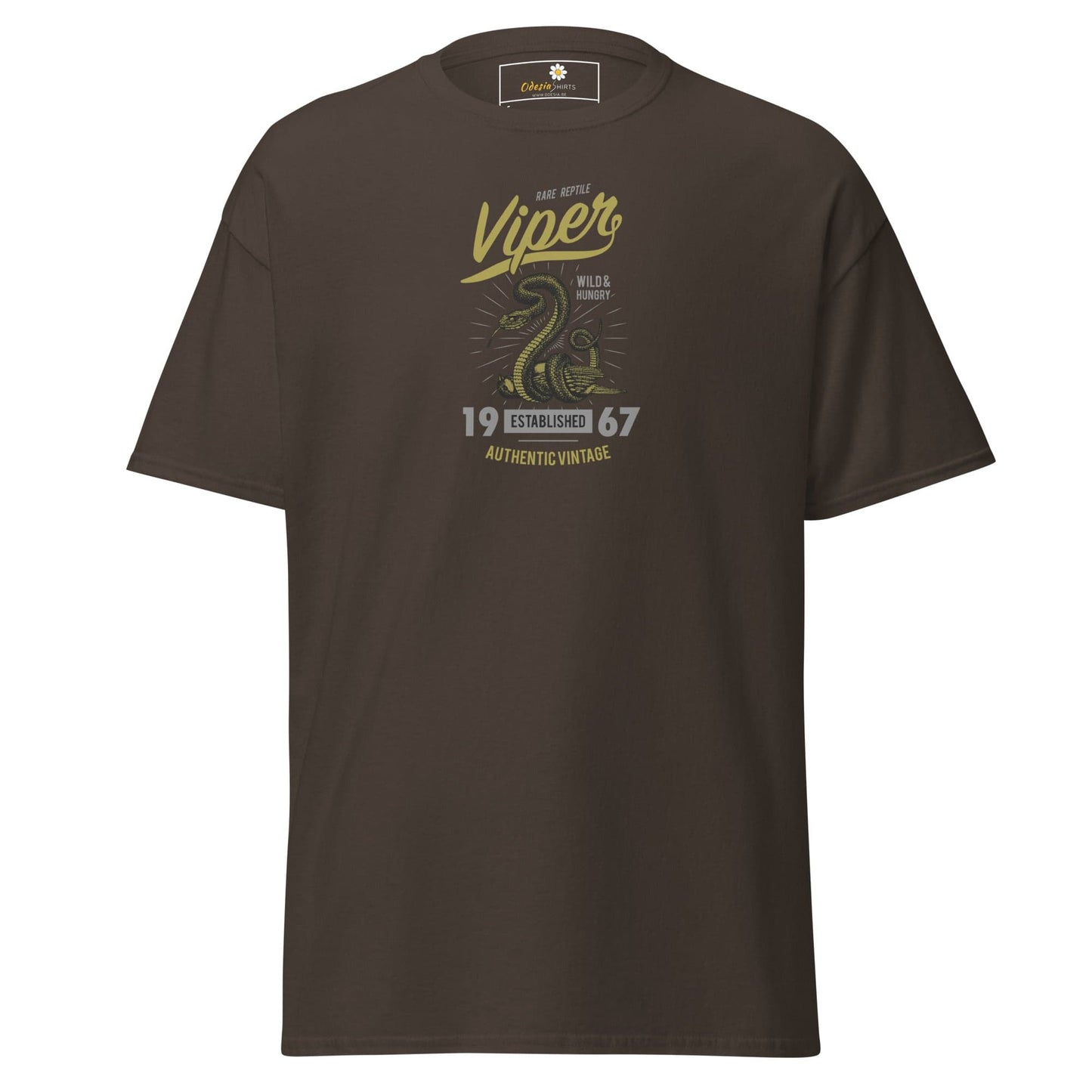Brown T-Shirt with Snake Graphic, suitable for Men and Women sizes S to XL