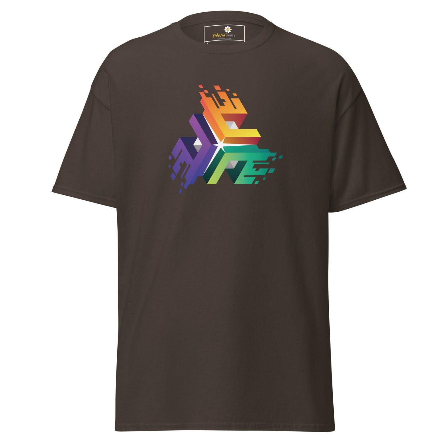 Unisex classic t-shirt - ABSTRACT COLOR CUBES - REGULAR - Dark Chocolate / S