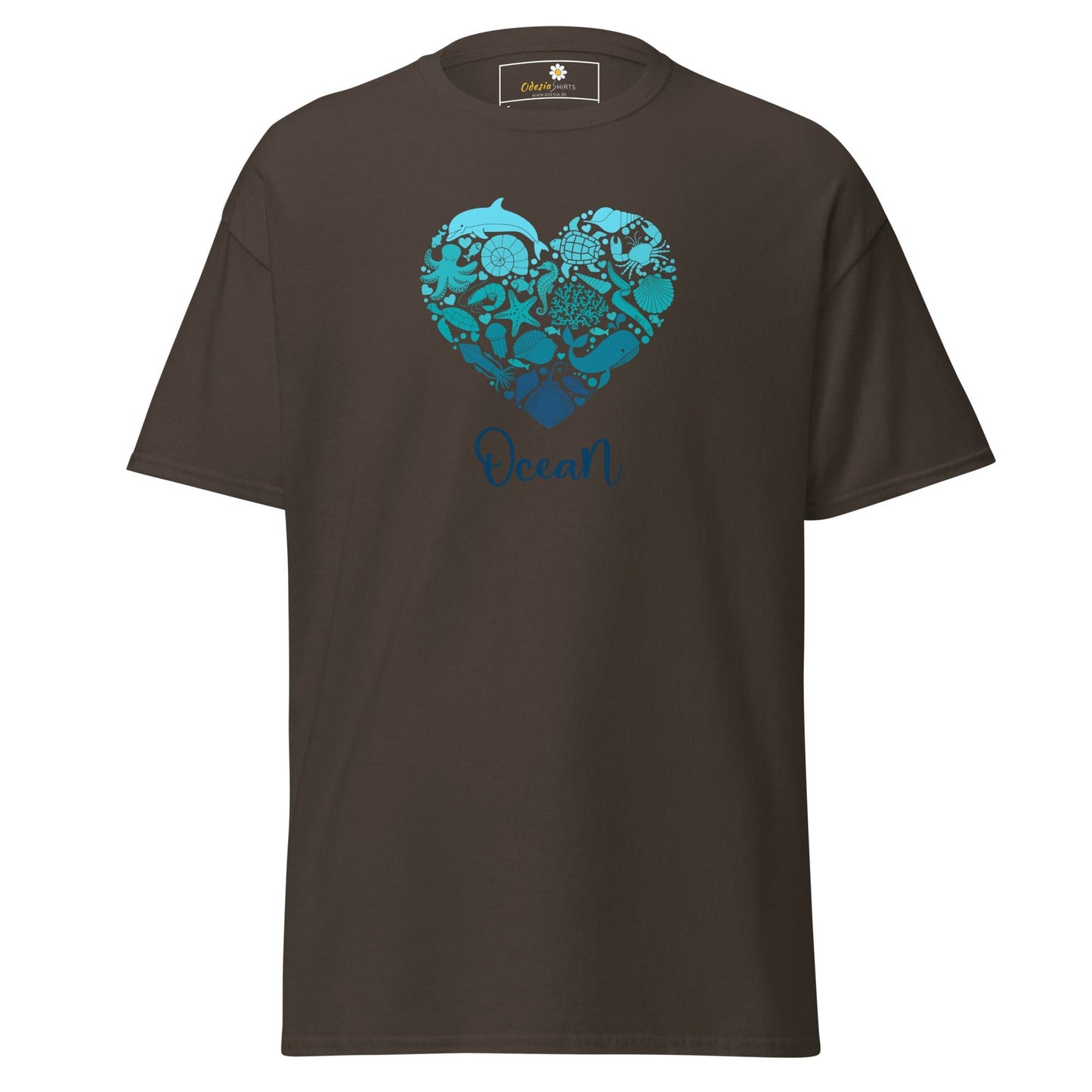 Unisex classic t-shirt - FANTASY SEALIFE HEART OCEAN - REGULAR - Dark Chocolate / S