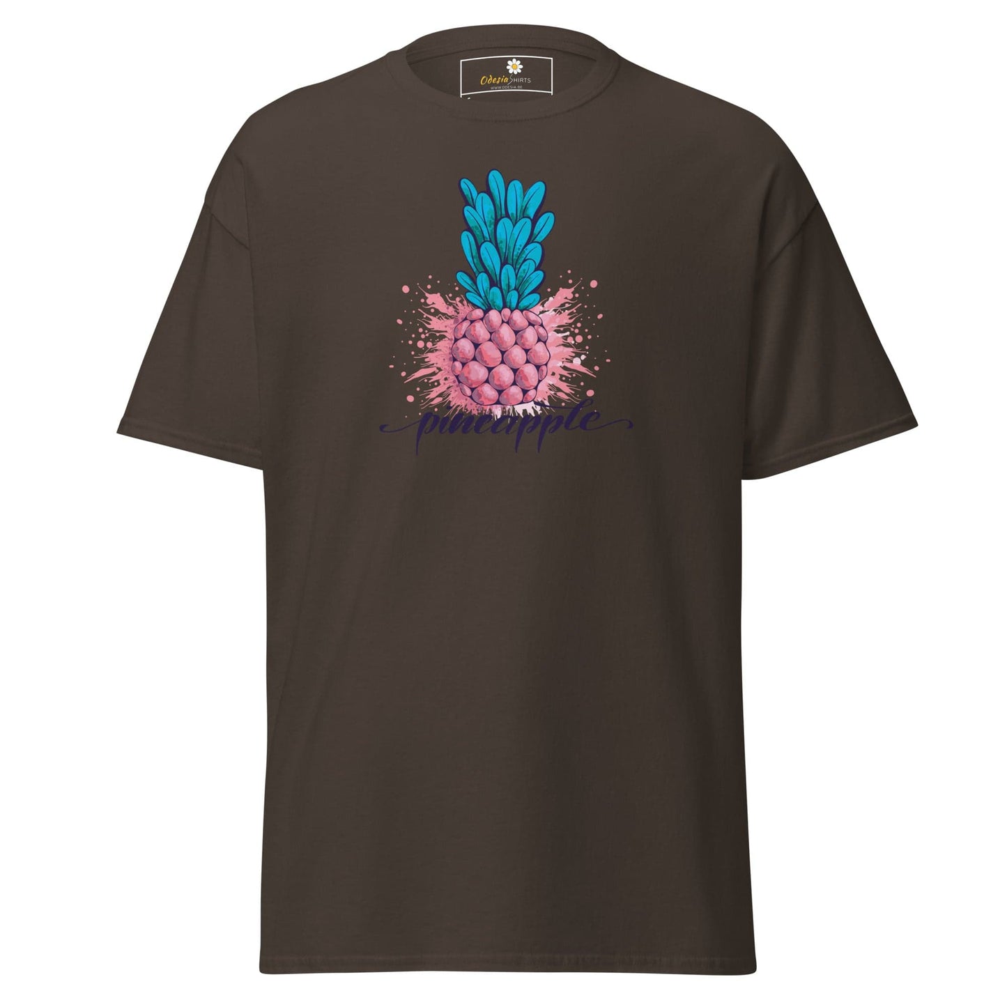 Brown T-shirt with pineapple graphic from T-SHIRT DESIGN TEE for Man and Woman, sizes S to XL