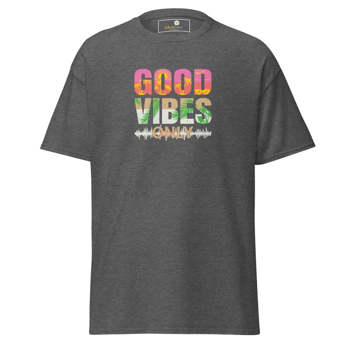 Unisex classic t-shirt - TEXT POSITIVE GOOD VIBES ONLY - REGULAR - Dark Heather / S