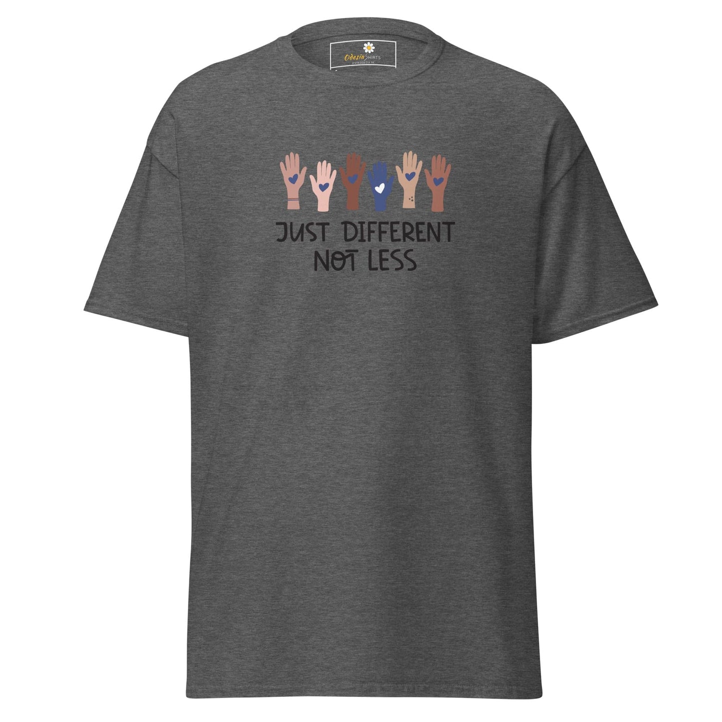 Unisex classic t-shirt - TEXT DIFFERENT NOT LESS - REGULAR - Dark Heather / S
