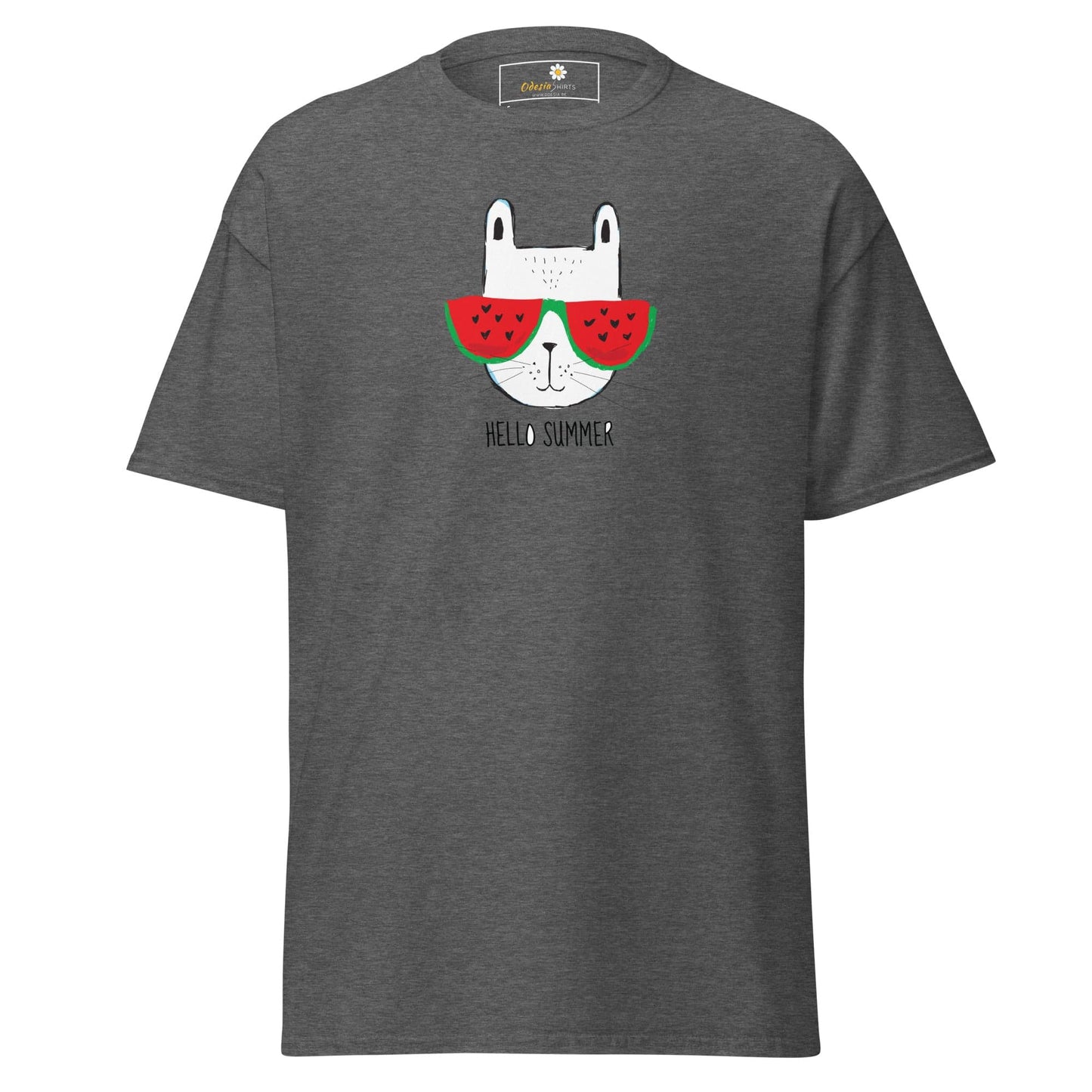 Unisex classic t-shirt - SUMMER HELLO CAT - REGULAR - Dark Heather / S