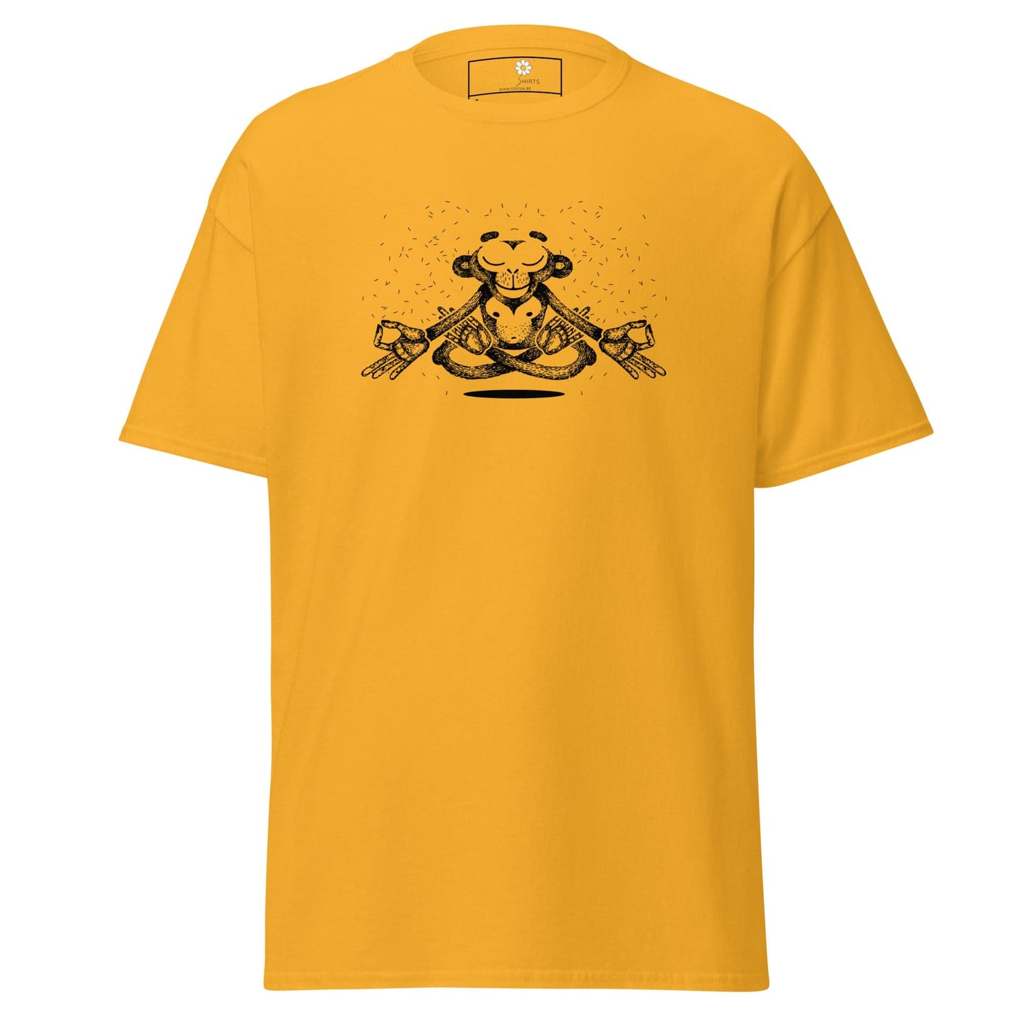 Yellow T-shirt with a playful monkey graphic for men and women in sizes S to XL