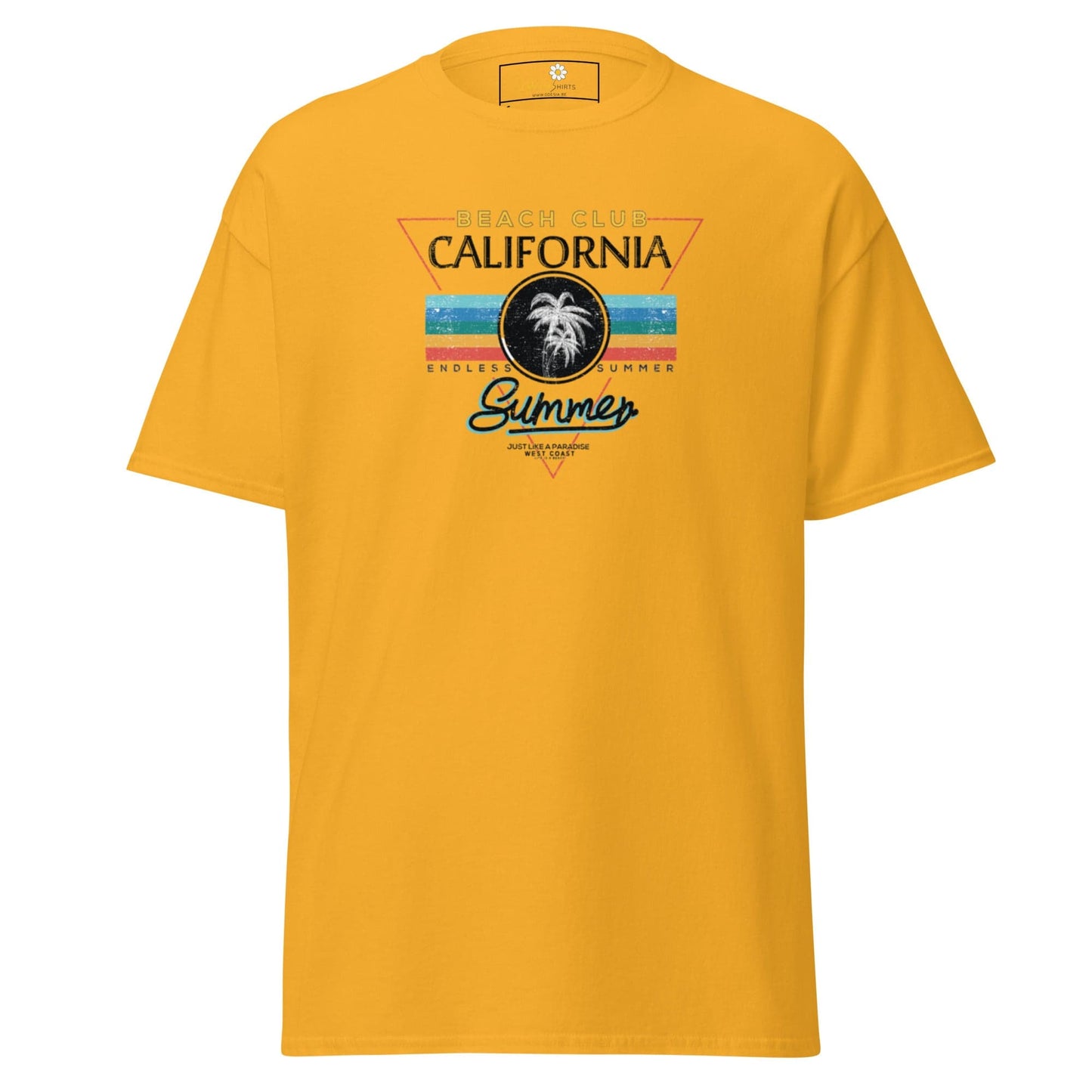 Yellow T-shirt with California summer graphic for men and women size S to XL