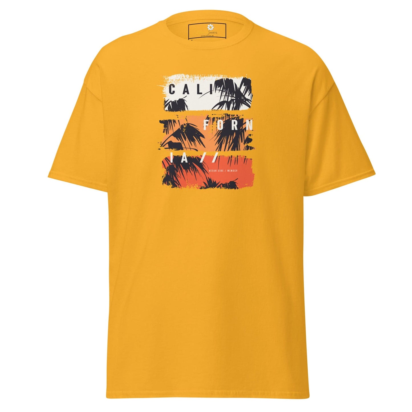 Yellow T-shirt with California graphic for men and women in sizes S to XL