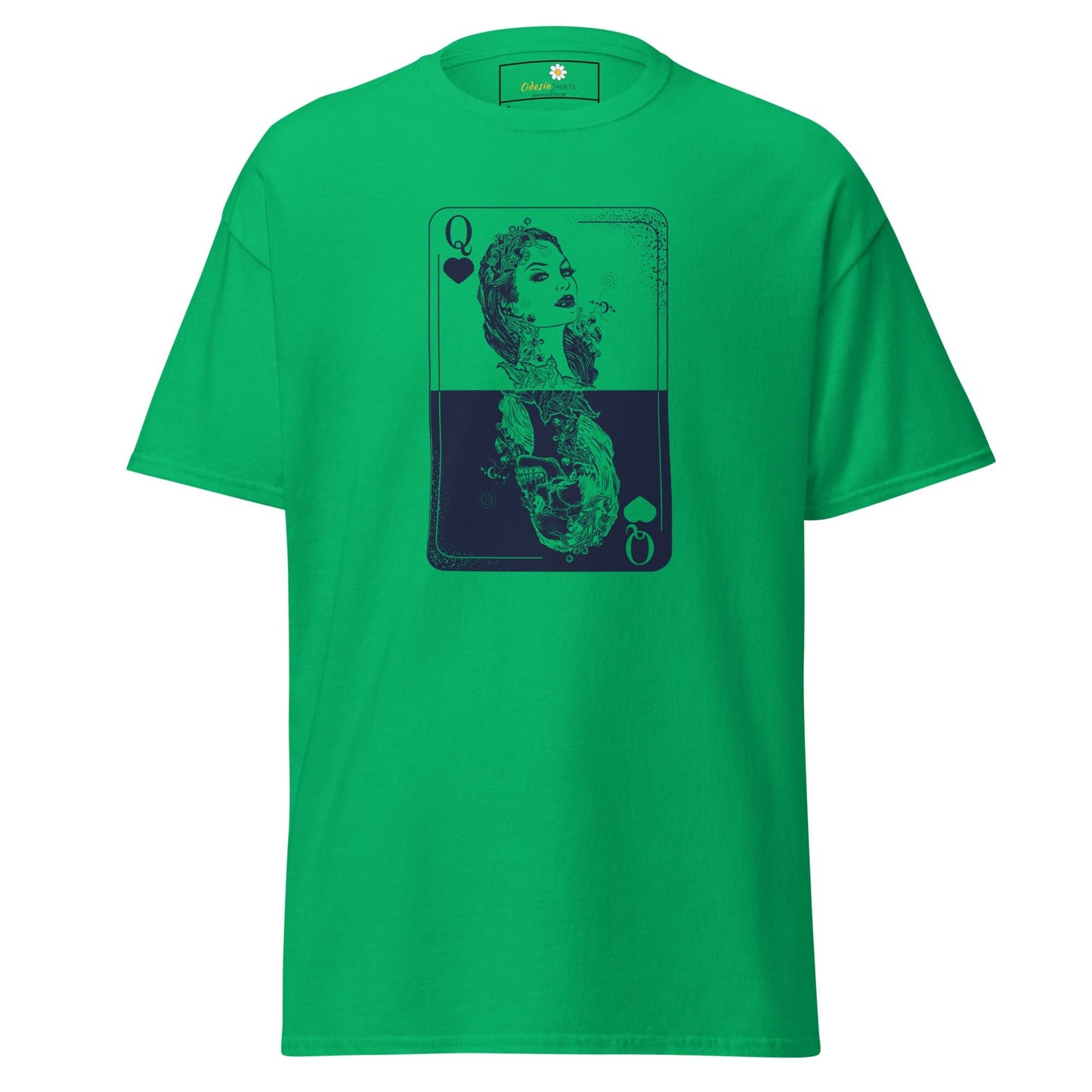 Green T-shirt with playing card graphic for Men and Women in sizes S to XL