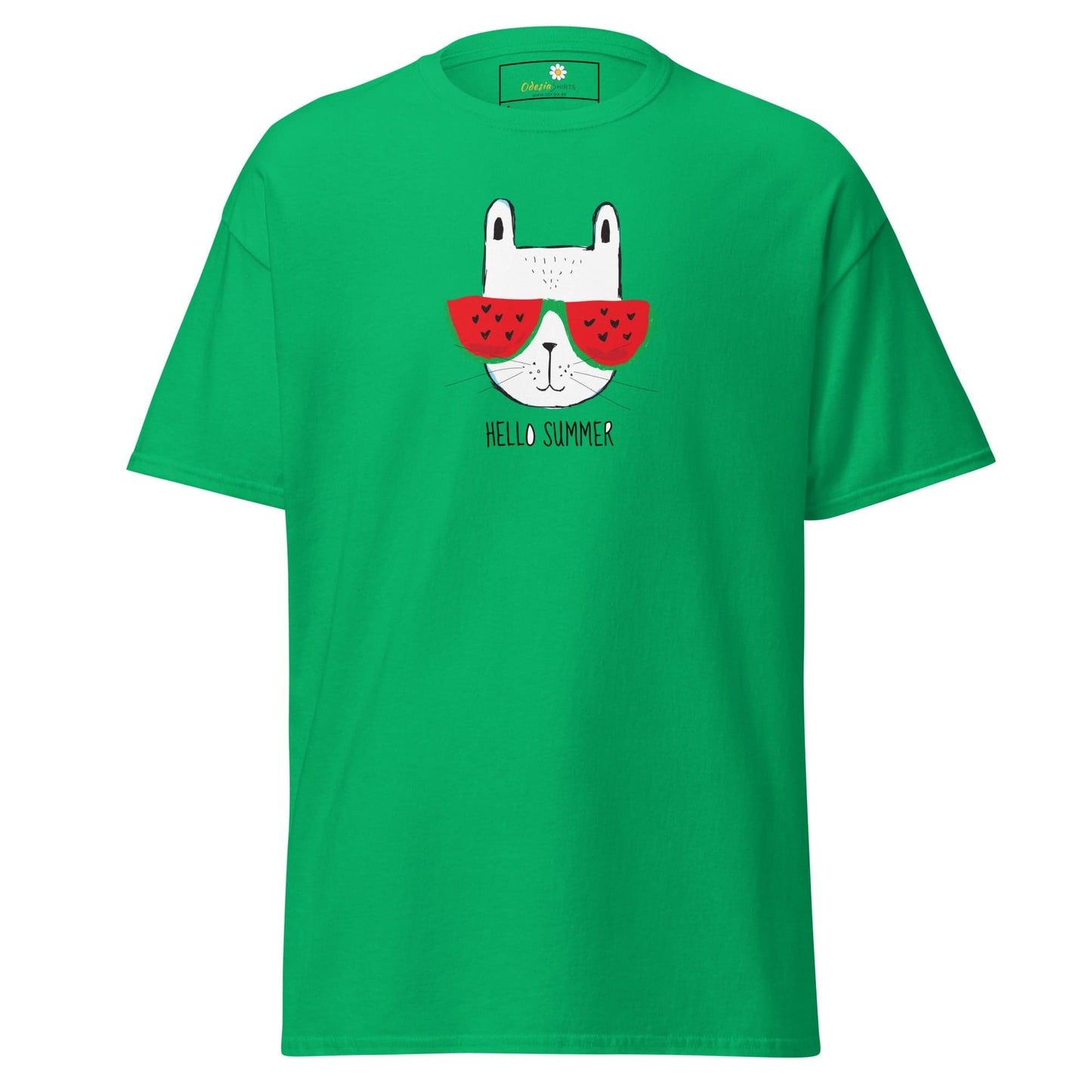 Unisex classic t-shirt - SUMMER HELLO CAT - REGULAR - Irish Green / S