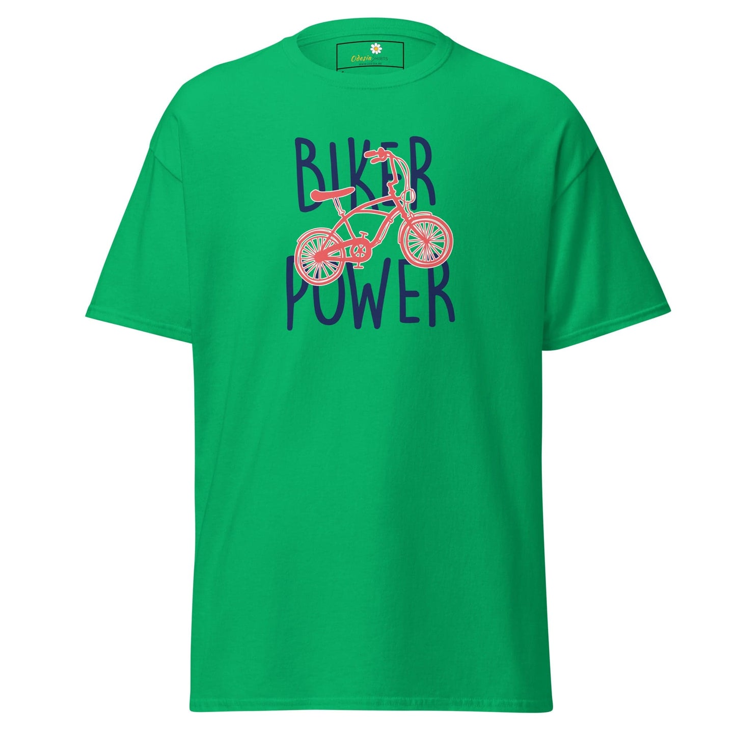 Green T-shirt with bicycle graphic from T-SHIRT DESIGN TEE for Man and Woman sizes S to XL