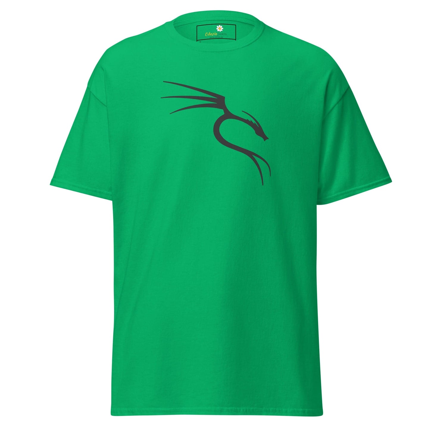 Green T-shirt with dragon logo for men and women in sizes S to XL