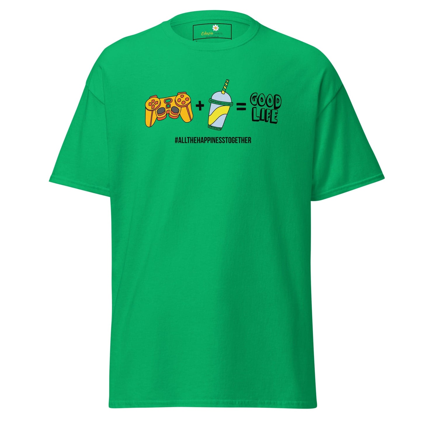 Green T-shirt with gaming graphic from T-SHIRT DESIGN TEE for men and women range S to XL