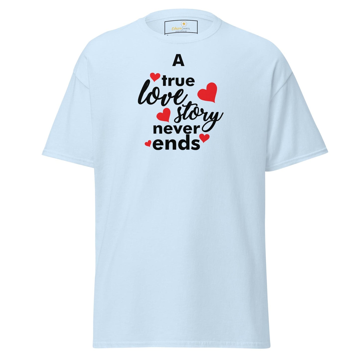 Light blue T-shirt with love quote from T-SHIRT DESIGN TEE for men and women size S to XL