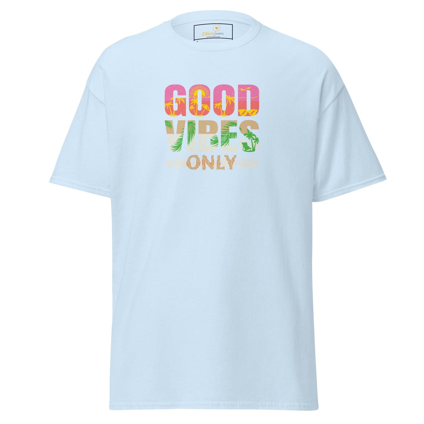 Unisex classic t-shirt - TEXT POSITIVE GOOD VIBES ONLY - REGULAR - Light Blue / S