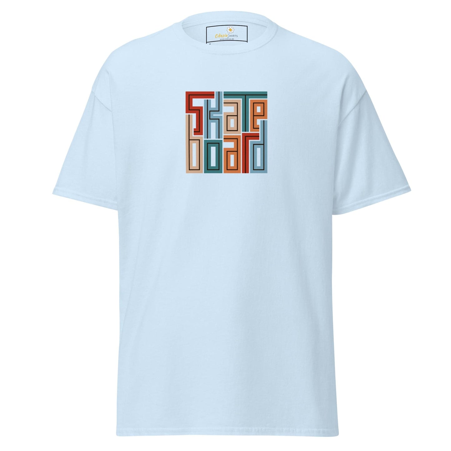 Light blue T-shirt with skateboard graphic from T-SHIRT DESIGN TEE collection for men and women