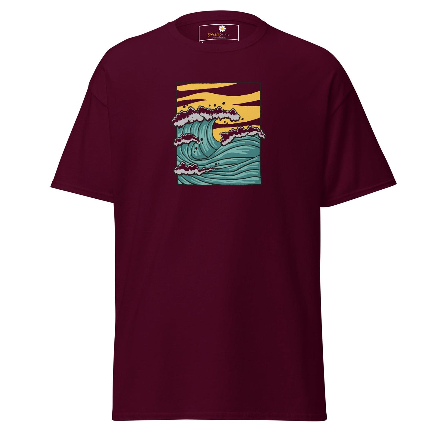 Unisex classic t-shirt - NATURE SEA WAVES - REGULAR - Maroon / S