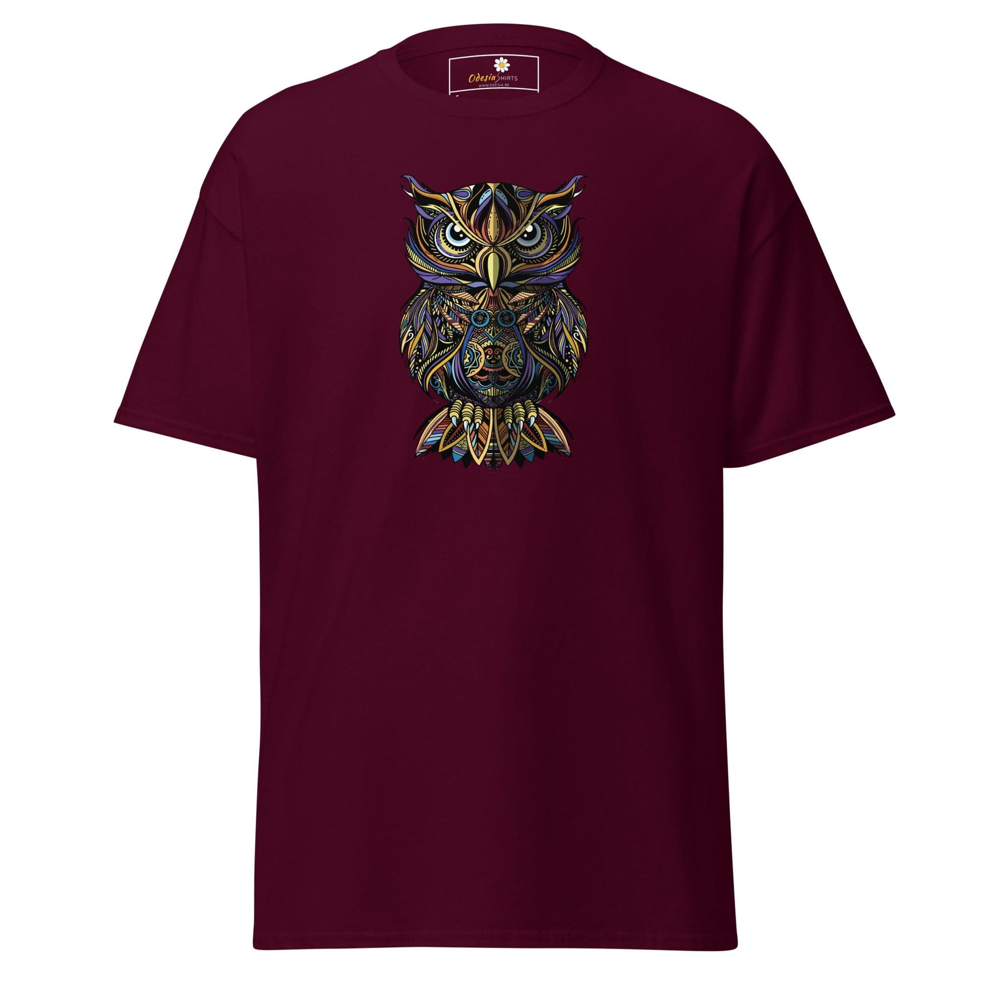 Unisex classic t-shirt - WILD LIFE ABSTRACT OWL - REGULAR - Maroon / S