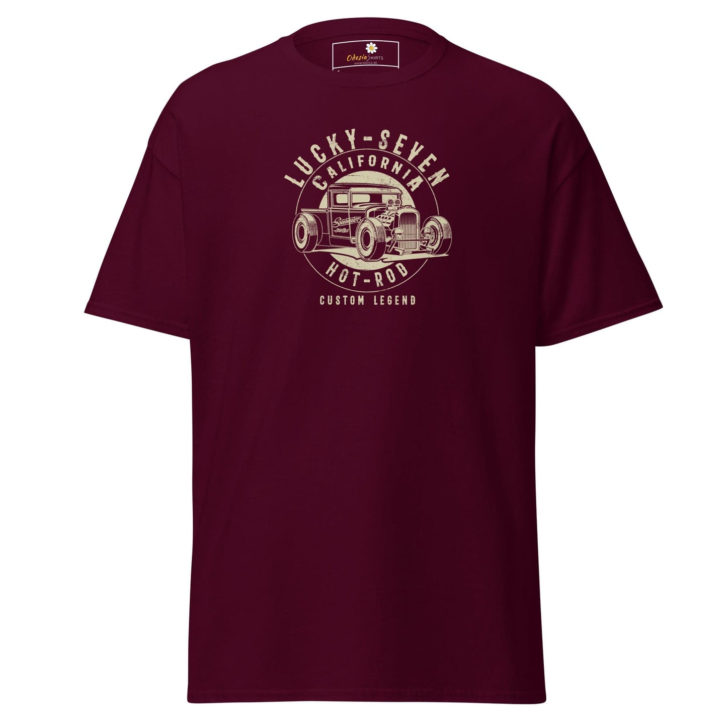 Unisex classic t-shirt - MOTOR LUCKY SEVEN - REGULAR - Maroon / S