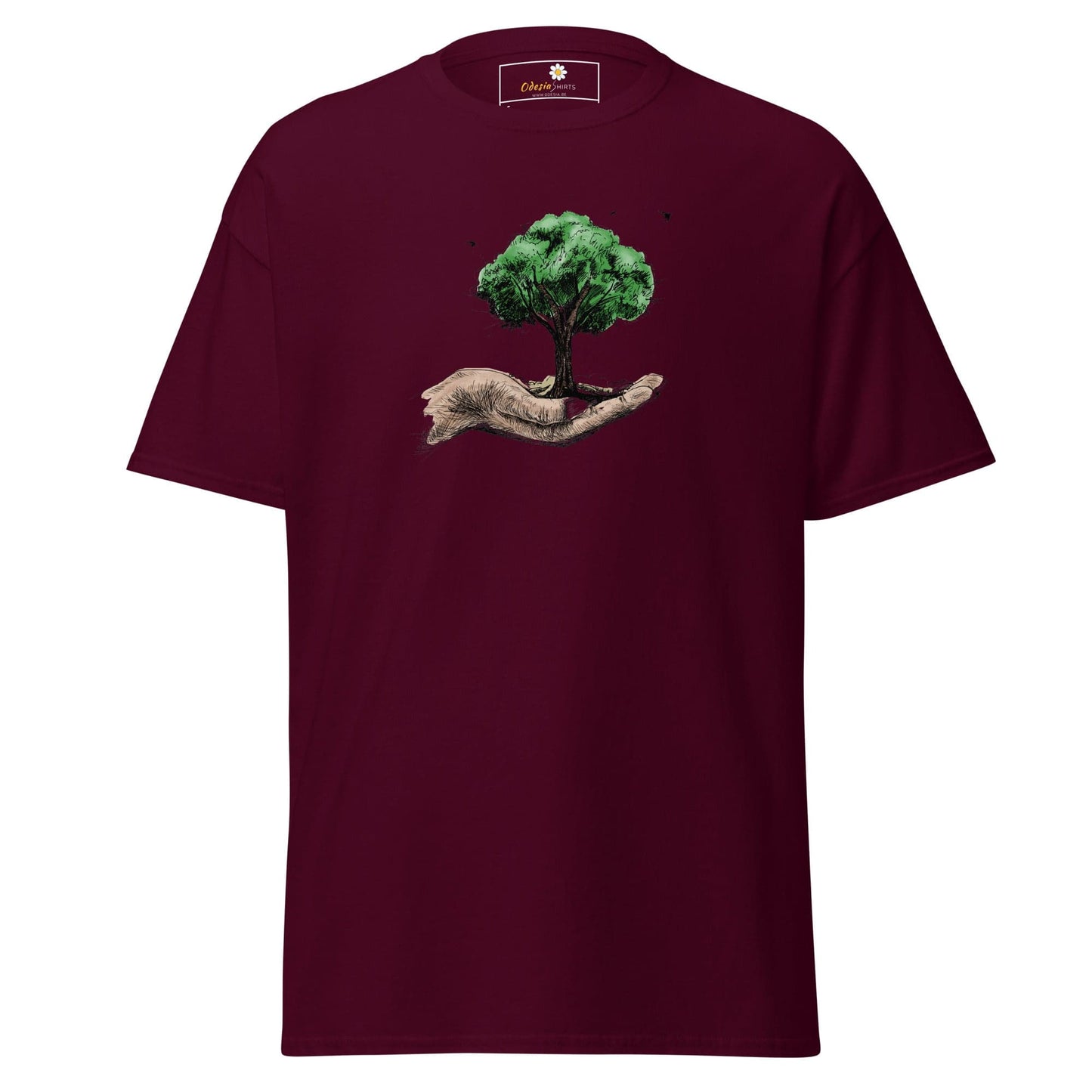 Unisex classic t-shirt - FANTASY TREE IN HAND - REGULAR - Maroon / S