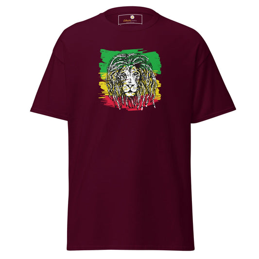 Unisex classic t-shirt - WILD LIFE MUSIC LION REGGAE - REGULAR - Maroon / S