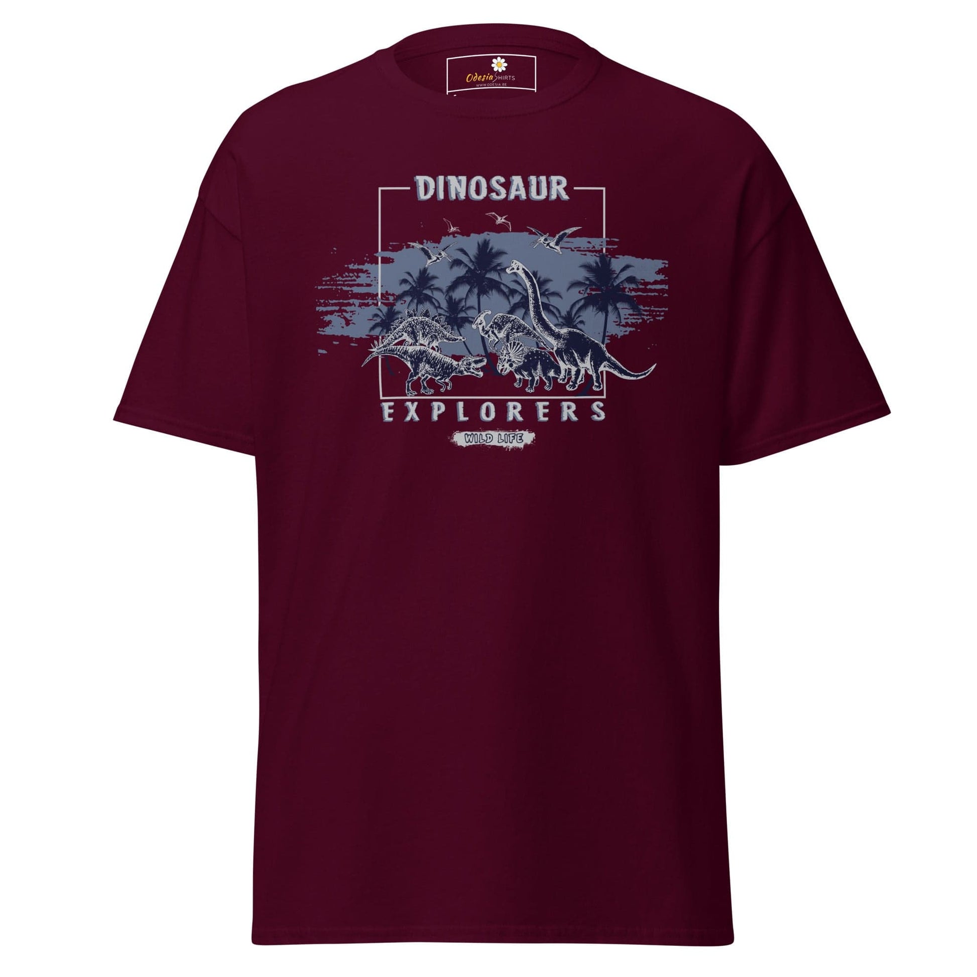 Unisex classic t-shirt - WILD LIFE DINOSAURUS - REGULAR - Maroon / S