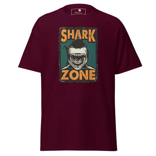 Unisex classic t-shirt - WILD LIFE SHARK ZONE - REGULAR - Maroon / S