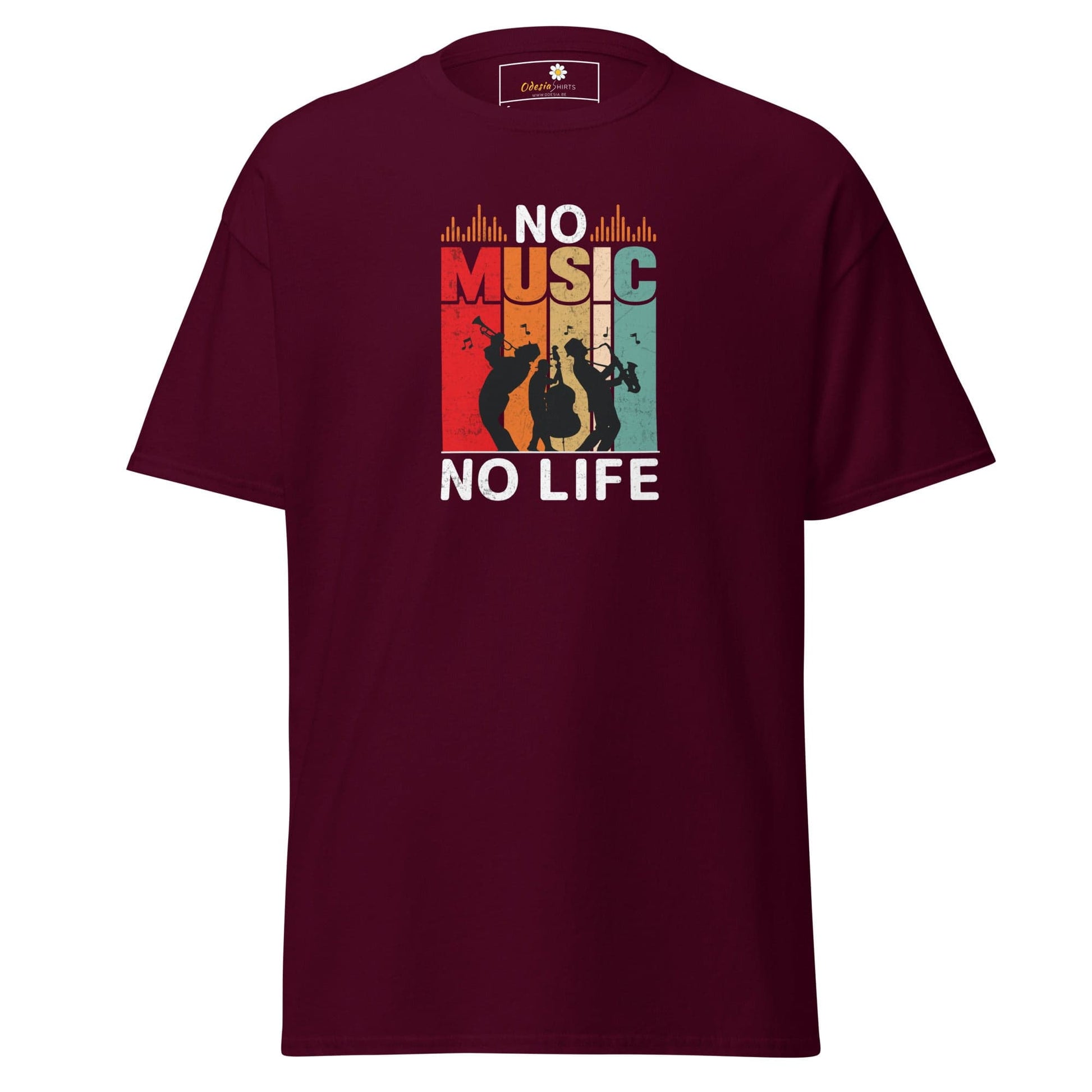 Unisex classic t-shirt - MUSIC NO MUSIC NO LIFE - REGULAR - Maroon / S