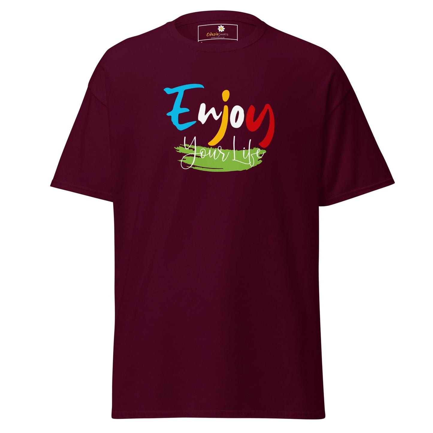 Unisex classic t-shirt - POSITIVE ENJOY YOUR LIFE - REGULAR - Maroon / S