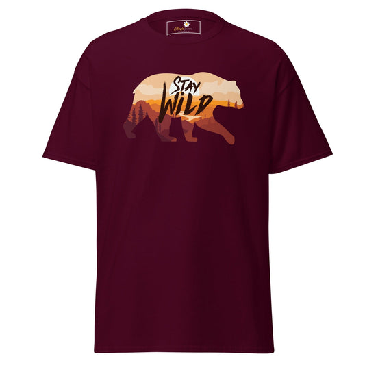 Unisex classic t-shirt - ADVENTURE WILD LIFE STAY WILD - REGULAR - Maroon / S