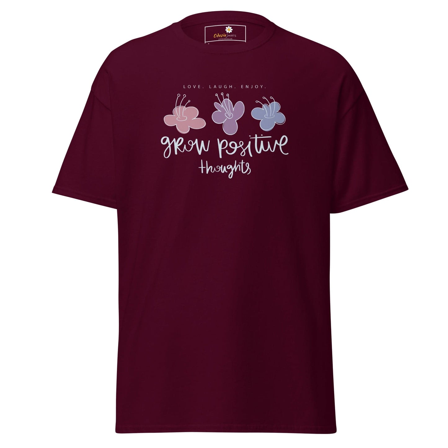 Unisex classic t-shirt - POSITIVE GROW THOUGHTS - REGULAR - Maroon / S