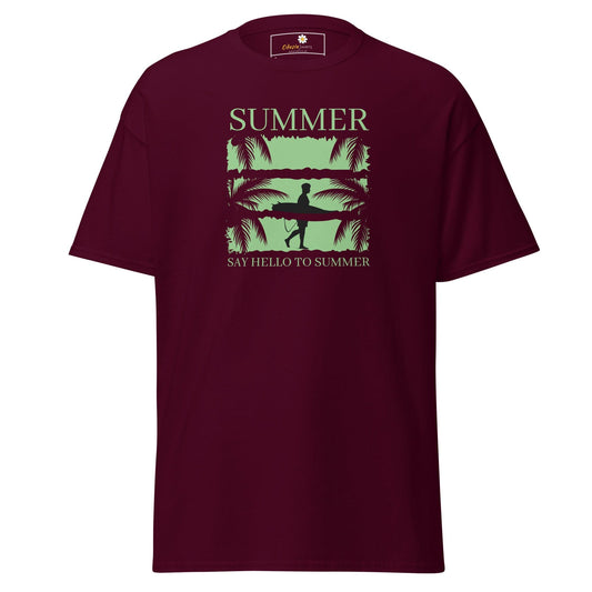 Unisex classic t-shirt - SUMMER SURFING CALIFORNIA - REGULAR - Maroon / S