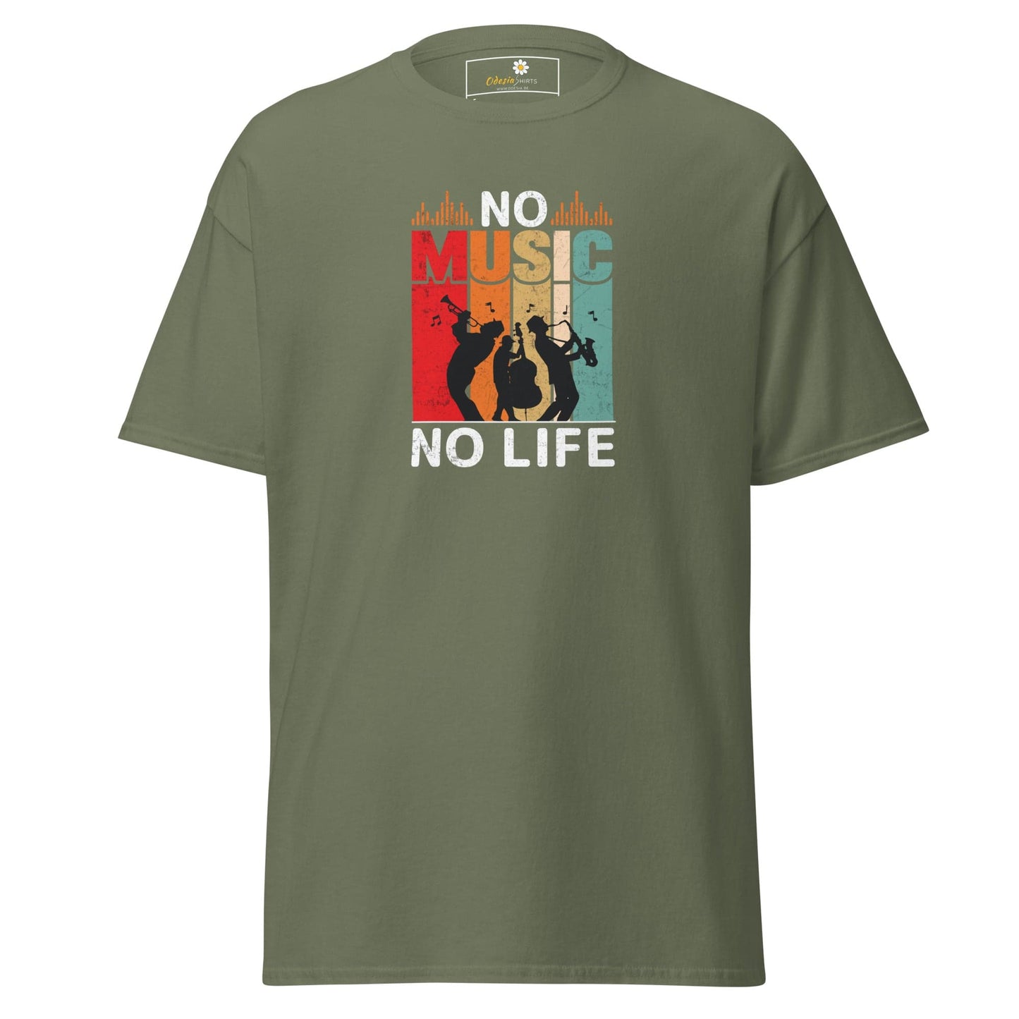 Unisex classic t-shirt - MUSIC NO MUSIC NO LIFE - REGULAR - Military Green / S