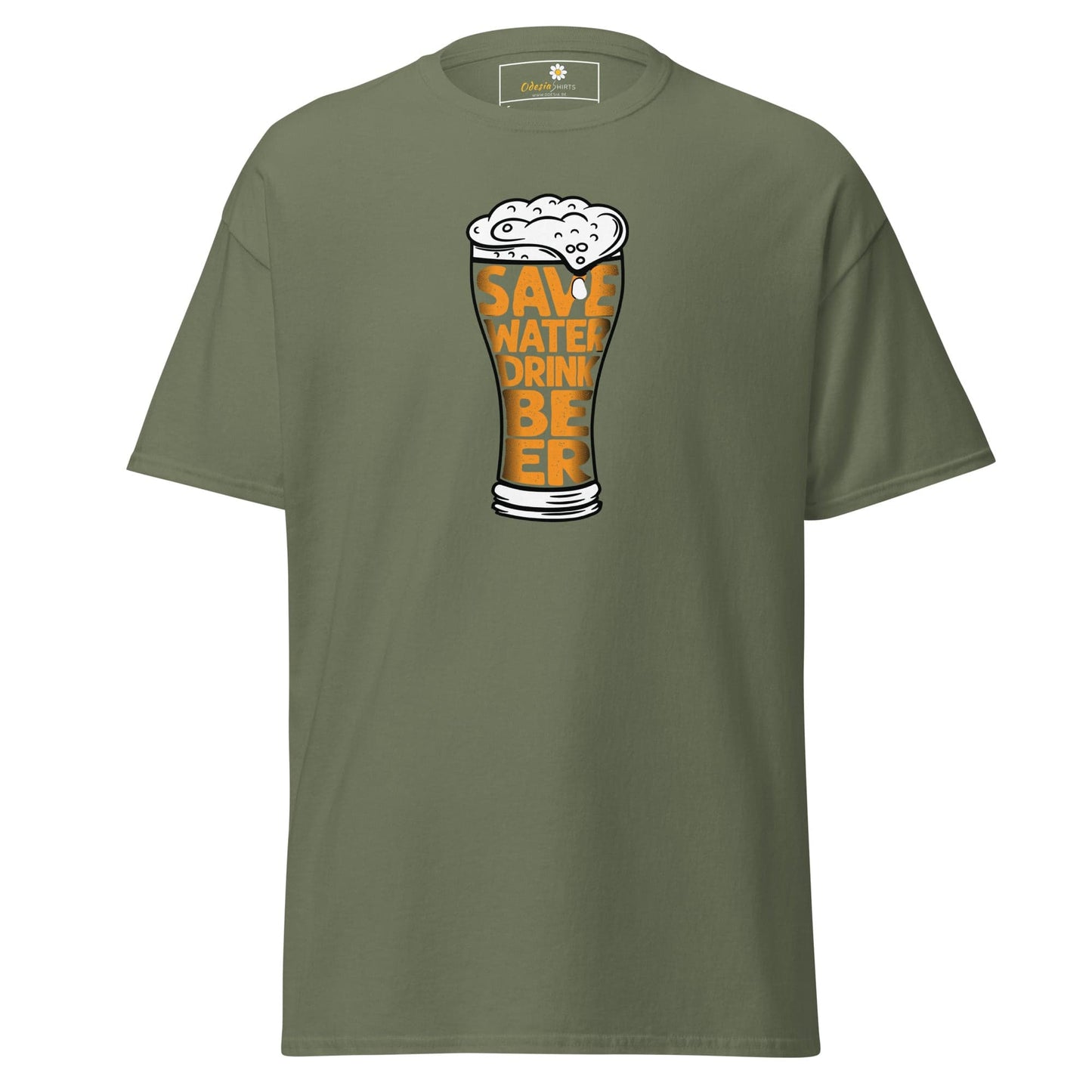 Unisex classic t-shirt - FUN SAVE WATER DRINK BEER - REGULAR - Military Green / S